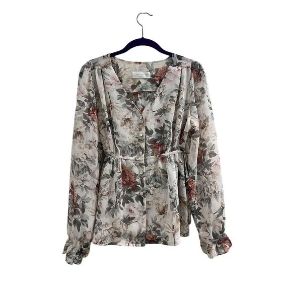 Amy Company Tops - Amy Company Women's Floral Long Sleeve Blouse Size S Multicolor Casual
